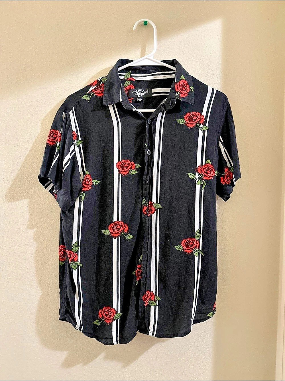 Eighty Eight Floral Striped Short Sleeve Size Small